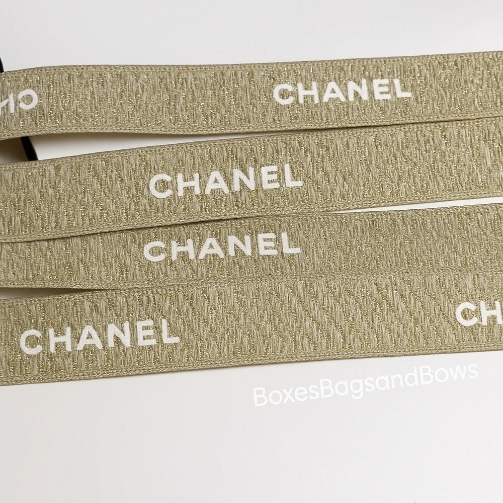 CHANEL Gold Holiday Ribbon Limited Edition SOLD BY THE YARD Lux Craft DYI Gift - Picture 2 of 3